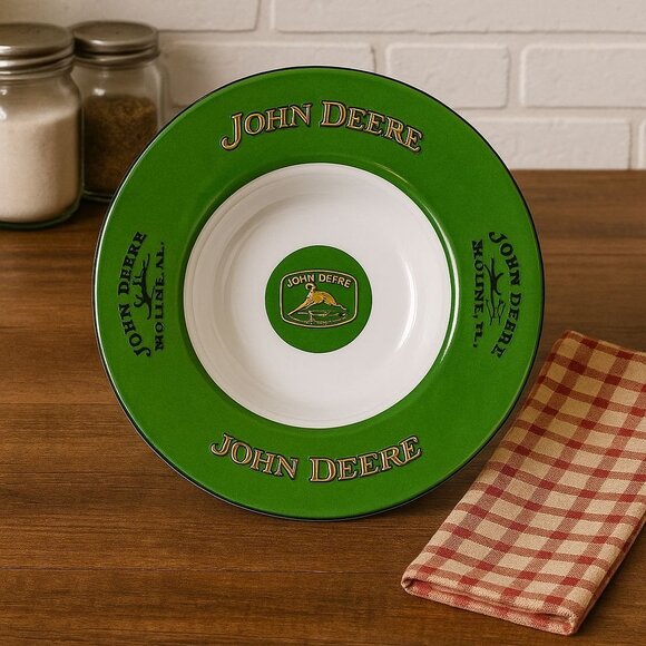 John Deere Green Chip Dip Serving Tray Melamine Ware 13" Farmhouse Kitchen Decor - Picture 1 of 13